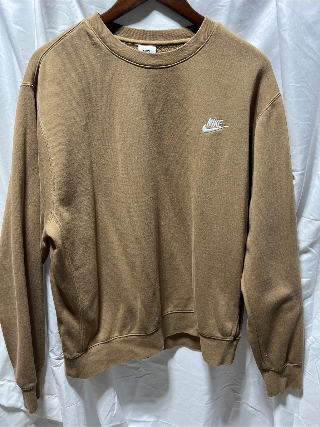 Nike Crewneck Sweatshirt In Light Brown With White Logo